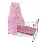 Berceau en métal pour poupées avec baldaquin 38 cm