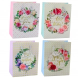 Sac Cadeau Motifs Floraux Best Wishes 23 x 18 x 10,5 cm