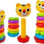 pyramide empilable colorée pour bébés avec petit tigre