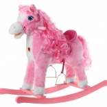 Cheval à bascule en peluche rose pour petites filles avec fonctions interactives