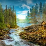 Puzzle 1000 pièces – cabane au bord des rapides ENJOY PUZZLE