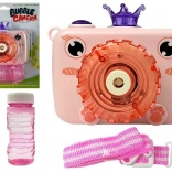 Appareil photo à bulles rose à piles pour enfants