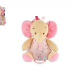 Éléphant musical en peluche TULILO 18 cm rose
