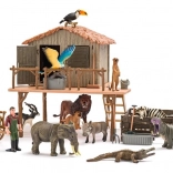 station de secours africaine avec figurines d’animaux sauvages
