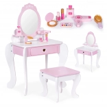 Grande coiffeuse pour enfants avec miroir, tabouret et 7 accessoires ECOTOYS