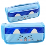 Trousse à deux compartiments motif chat bleu 22 cm