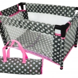 Lit de poupée avec petites étoiles Alice gris-rose