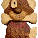 Magnet en bois chien avec os – grand