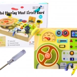 Tableau sensoriel de manipulation en bois en forme de voiture avec lumières LED