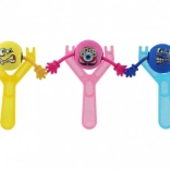 Lance-pierre en plastique avec smiley 14 cm en trois couleurs