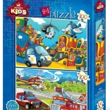 Puzzle police et pompiers 2×100 pièces