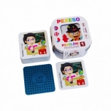 Mémo Métiers 1 – imperméable, tchèque-slovaque-anglais, 64 cartes dans une boîte métallique