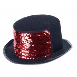Chapeau à paillettes réversibles rouge et vert pour adultes