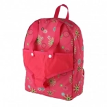 Sac à dos rose avec porte-poupée au motif fleuri
