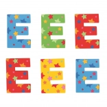 Lettre en bois E avec étoiles