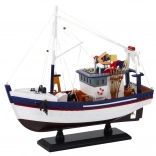 Maquette décorative de bateau de pêche avec équipements 37x34 cm