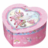 Pecoware boîte à musique cœur avec motif de licorne