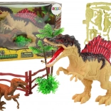 Grande boîte de dinosaures DINO PARADISE avec spinosaure, compsognathus et squelette
