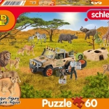 Puzzle Schmidt Schleich dans la savane 60 pièces + figurine SCHLEICH