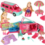 Camping-car pour poupées avec accessoires et piscine