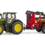 Bruder Tracteur John Deere avec remorque arrière et billes de bois
