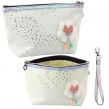 Trousse de toilette à accrocher avec points scintillants blanc 23x16 cm