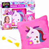 Kit créatif pour fabriquer un coussin avec licorne et sequins