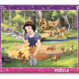 Puzzle Blanche-Neige et les animaux 40 pièces sur planche