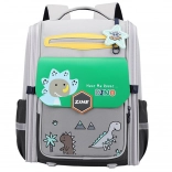 Sac à dos scolaire motif dinosaures avec sangle de poitrine gris-vert 21 L