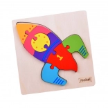 Puzzle d'encastrement fusée en bois Montessori – jouet éducatif pour enfants
