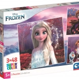Puzzle 3×48 pièces DISNEY FROZEN – set de puzzles carrés