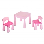 Ensemble enfant table et deux chaises New Baby rose