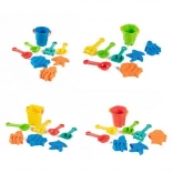 ensemble de plage avec seau, outils et moules