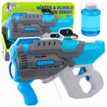 Pistolet à eau électronique avec souffleur de bulles 2 en 1 bleu-gris
