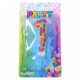 Bougie de fête chiffre 1 rayures