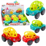 Voiture hochet pour bébés rouge et vert