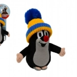 La Petite Taupe avec bonnet bleu‑jaune peluche 15 cm