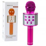 Microphone karaoké sans fil avec Bluetooth et haut-parleur intégré – rose