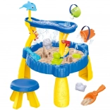 Woopie Table jeu sable et eau XL avec chaise 2-en-1 Dauphin 12 él.