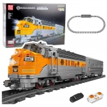 Kit de construction train RC gris‑jaune 1751 pièces avec télécommande et rails