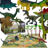 Set de figurines dinosaures 16 pcs avec tapis de jeu en feutrine et valisette WOOPIE