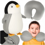 Oreiller de voyage 2 en 1 peluche pingouin