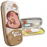 Trousse scolaire rembourrée capybara beige