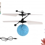 Balle hélicoptère volante avec lumière LED et contrôle par la paume, chargement USB, bleu