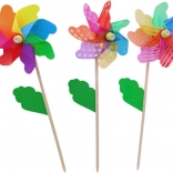 Moulin à vent en bois avec baguette 18 cm