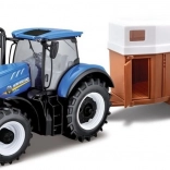 Tracteur Fermier Bburago New Holland avec remorque pour chevaux
