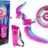 Arc avec bouclier + 3 flèches à ventouse rose