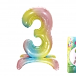 Ballon gonflable chiffre 3 arc-en-ciel 80 cm