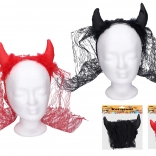 Cornes de diable avec voile sur serre‑tête, noires