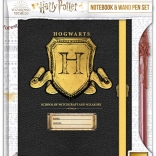 Harry Potter – carnet avec blason de Poudlard A5 et stylo en forme de baguette